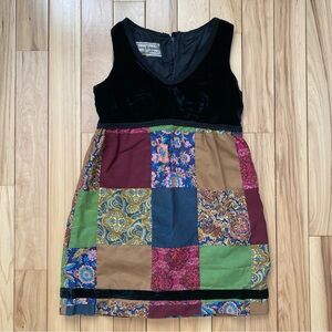 Vintage Young Edwardian Velvet and Patchwork Mini Dress